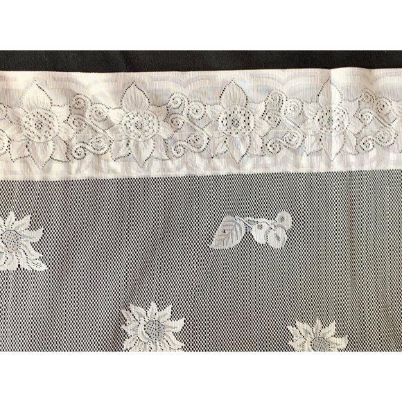 Springtime Swag Lace Curtains with Floral Design 58"x38" White Window Décor - Picture 11 of 15
